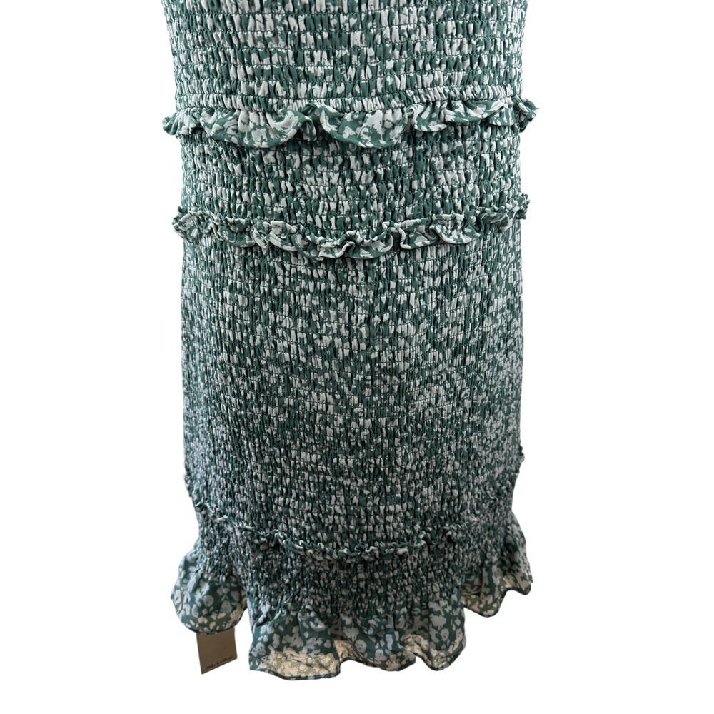 Abercrombie & Fitch Smocked Mini Dress Ruffle Green White Size XLT XL Tall - Picture 7 of 16